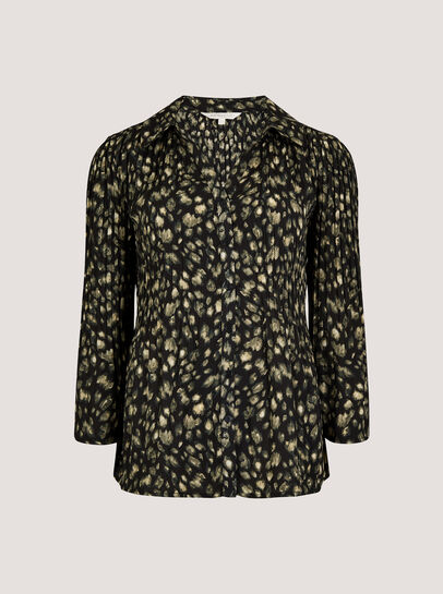Abstract Animal Chiffon Plisse Shirt