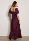 Smocked Shimmer Maxi Dress, Burgundy, large