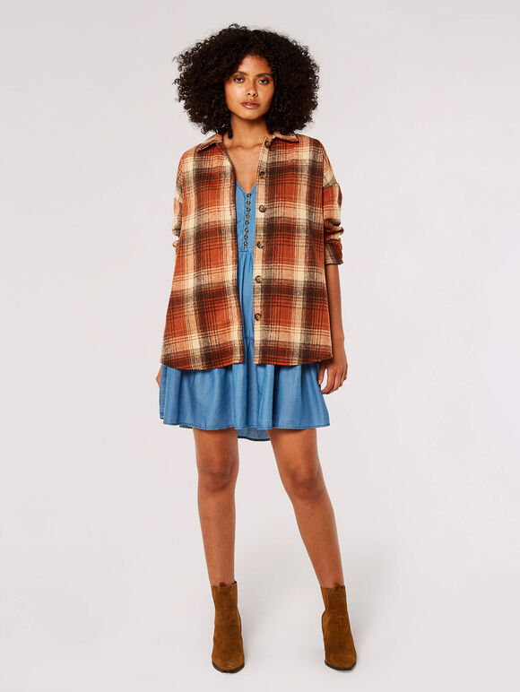 Plaid Check Shirt , Rust, large
