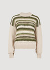 Crochet Stripes Panel Jumper, Stone, large