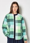 Reversible Check Fleece Quilted Jacket, Green, large