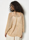 Gold Shimmer Open Knit Cardigan, Mustard, large