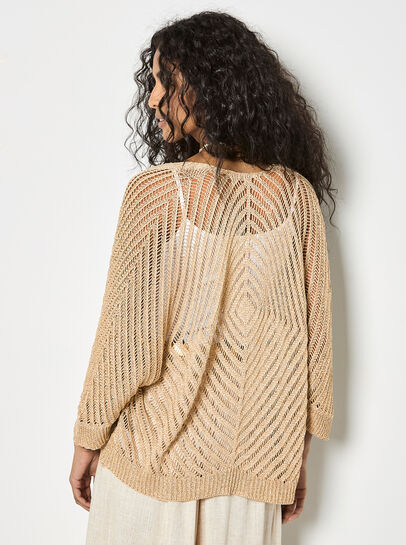 Gold Shimmer Open Knit Cardigan