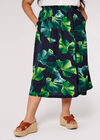 Curve Leaf Midi Skirt, Navy, large