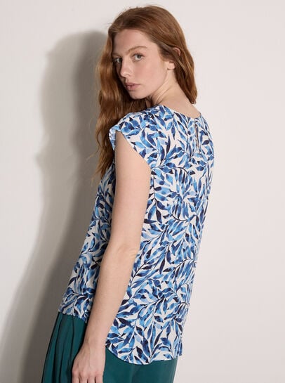 Leaf Print Tulip Sleeve Top