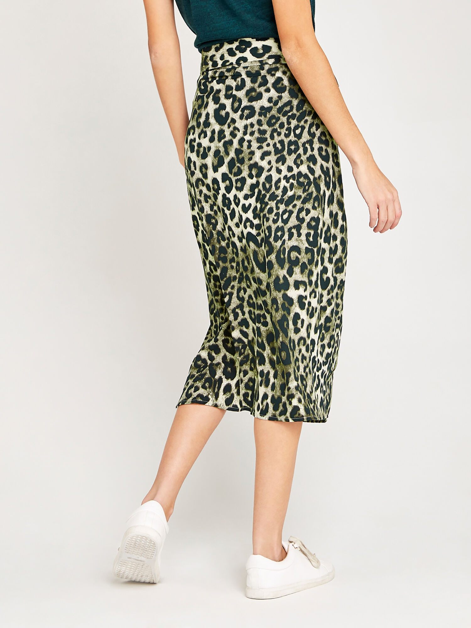Stone and black on sale leopard print wrap skirt
