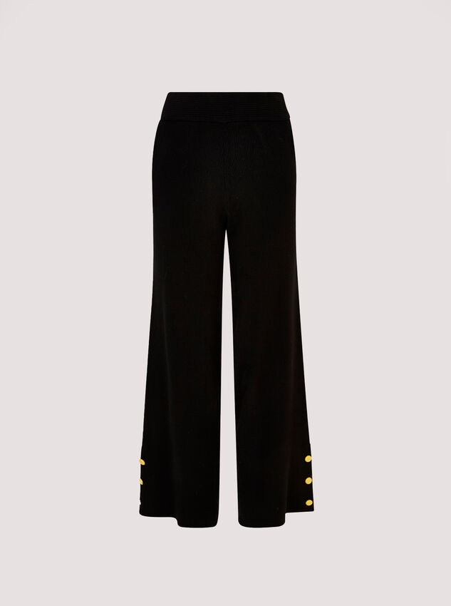 Ribbed Wide Leg Trousers, Black, large