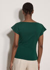 Asymmetric Wrap Cotton T-Shirt, Green, large
