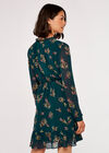 Floral Ruffle Mini Dress, Green, large