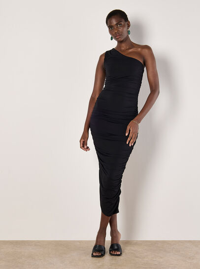 One Shoulder Ruched Maxi Dress