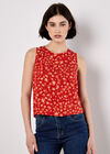 Tie Back Leopard Print Top, Red, large