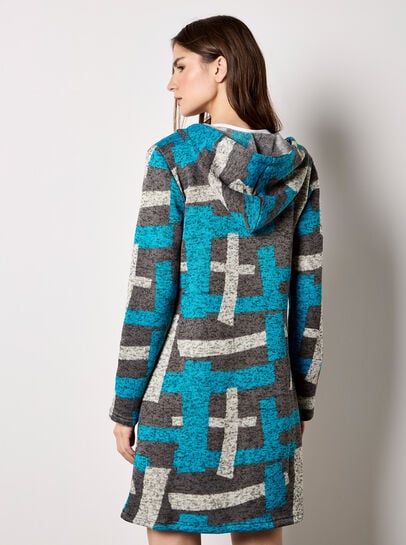 Geometric Knitted Zip-Down Cardigan