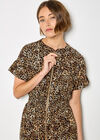 Leopard Print Zip-Down Mini Dress

, Brown, large