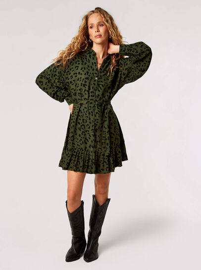 Leopard Print Shirt Mini Dress