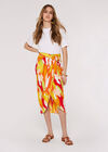 Printed  Wrap Midi Skirt, Orange, large