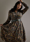 Curve Paisley Floral Shirt Midi Dress, Black, large