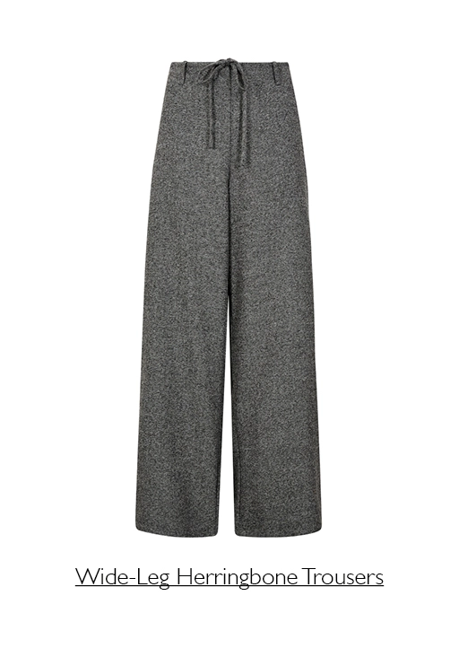 Wide-Leg Herringbone Trousers