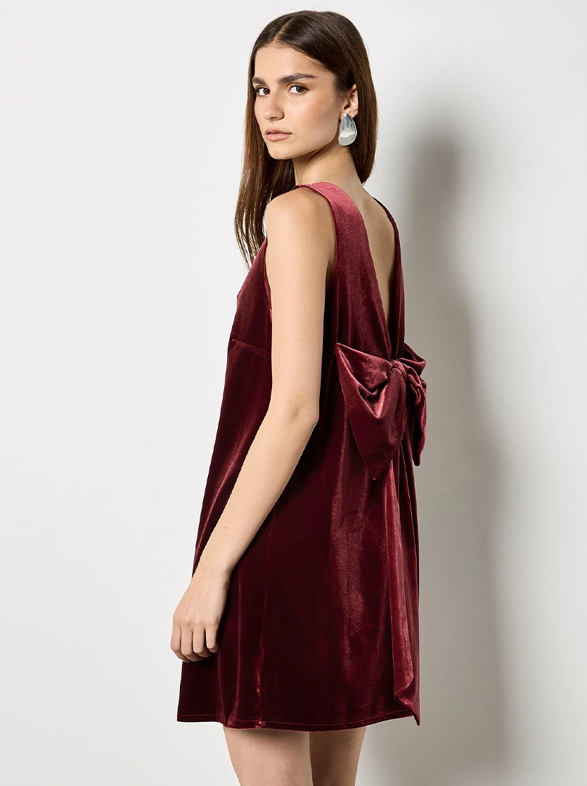 Velvet Bow Back Dress