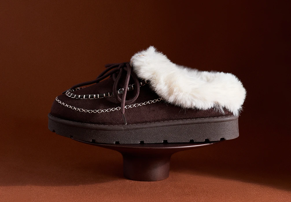 Picture shows chocolate brown Sherpa-Lined Slip-On Moccasins