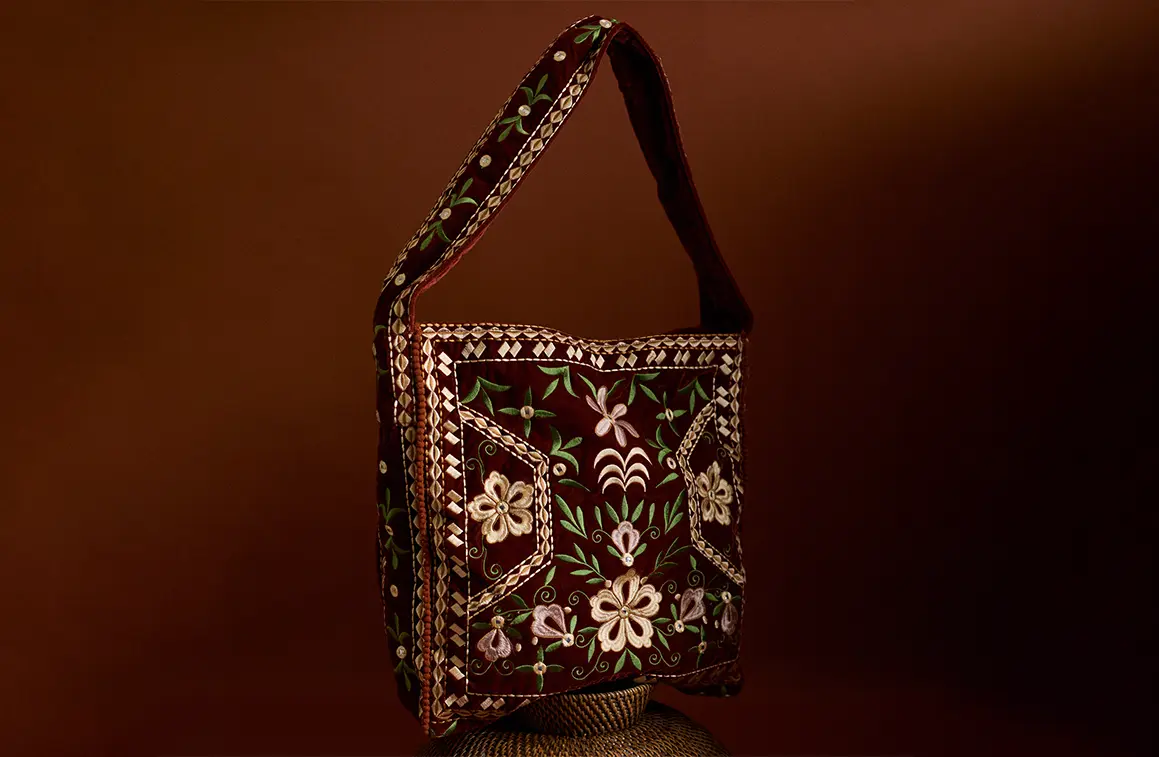 Studio shot of the Printed Patchwork Cotton Tote Bag
