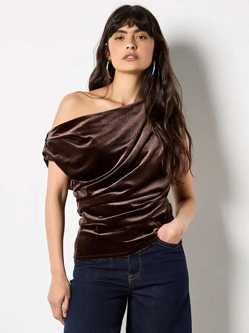 One-Shoulder Velvet Top