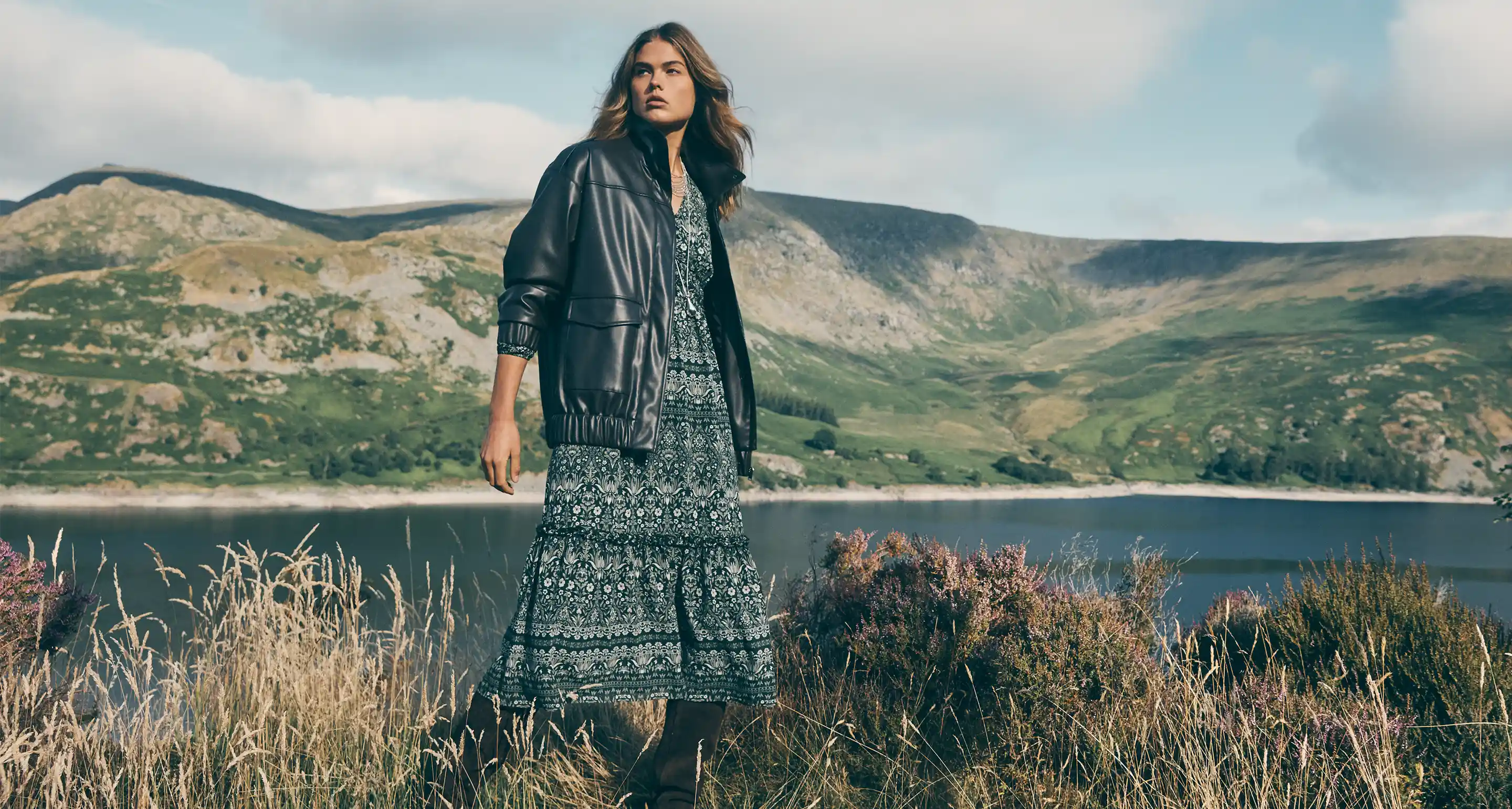 Model wearing boho dress
