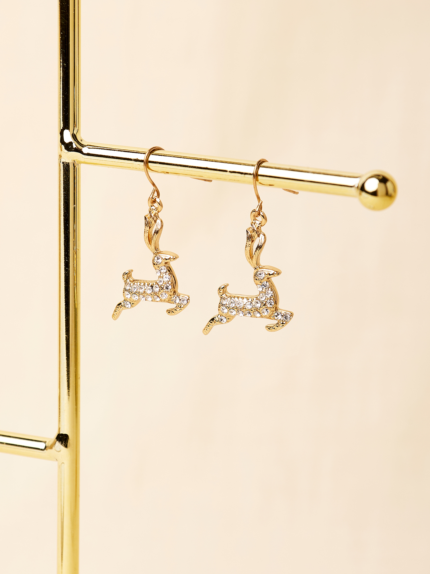 Golden Vintage Reindeer Earrings main image 1