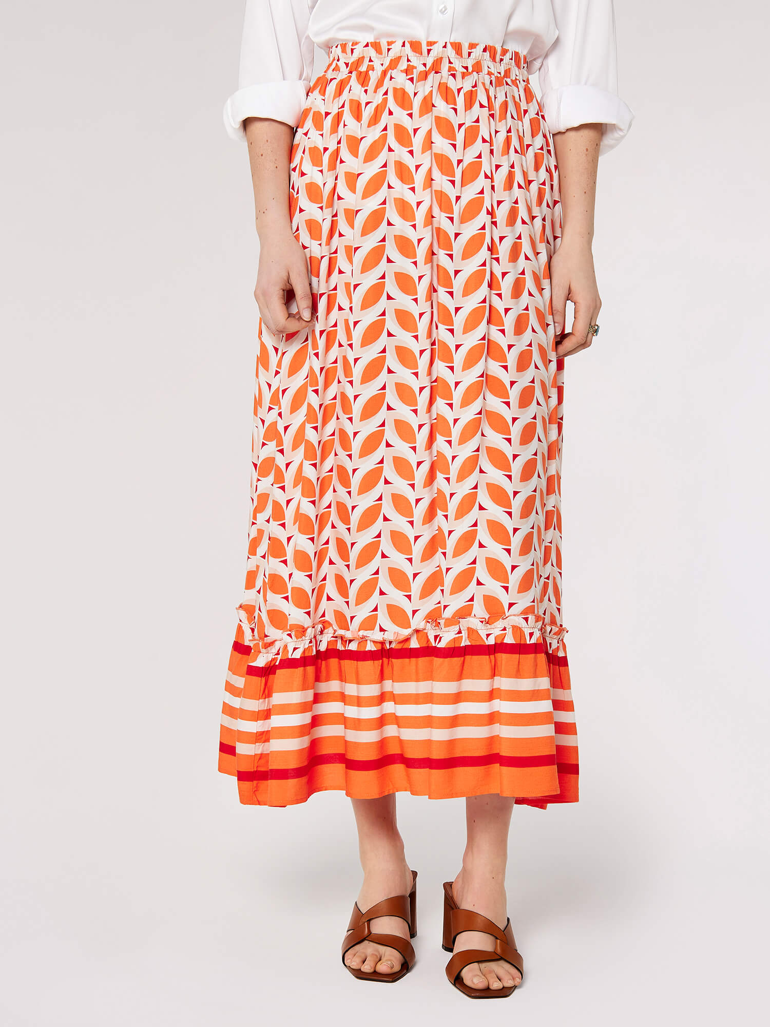 Geo Leaves Maxi Skirt | Apricot Clothing