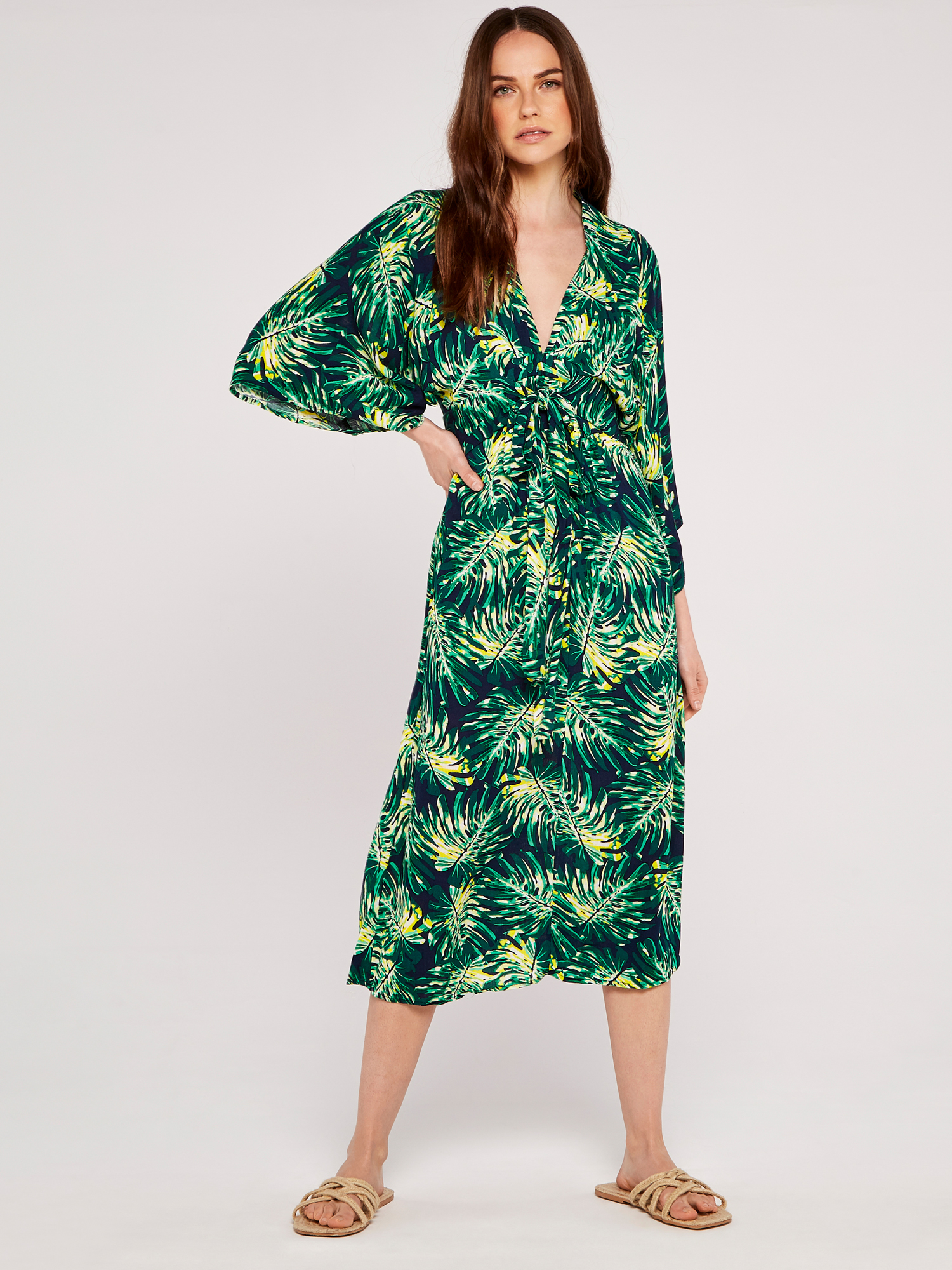 Tropical Leaf Knot Dress | Apricot Clothing