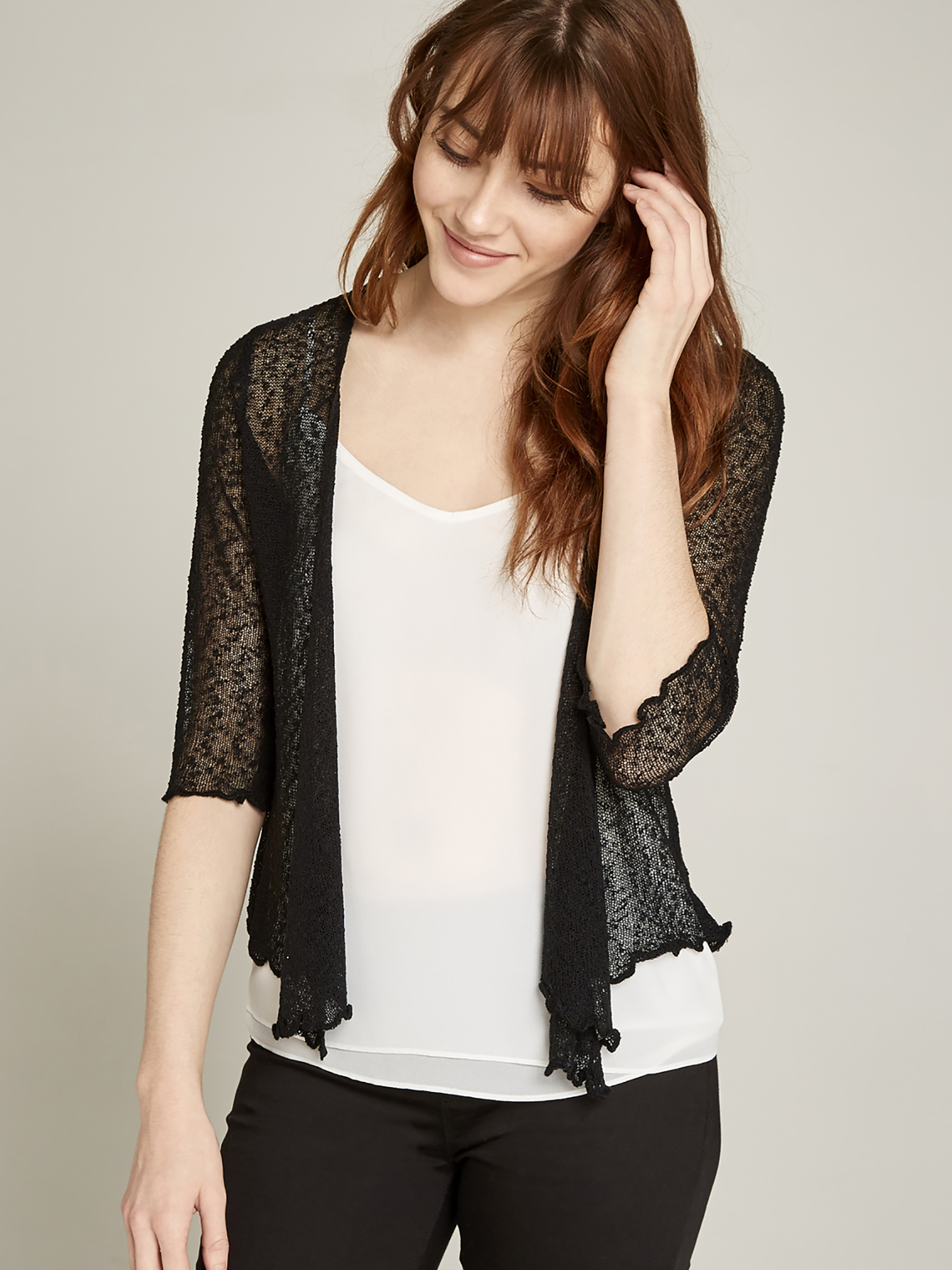 Black Popcorn Knit Shrug | Apricot UK
