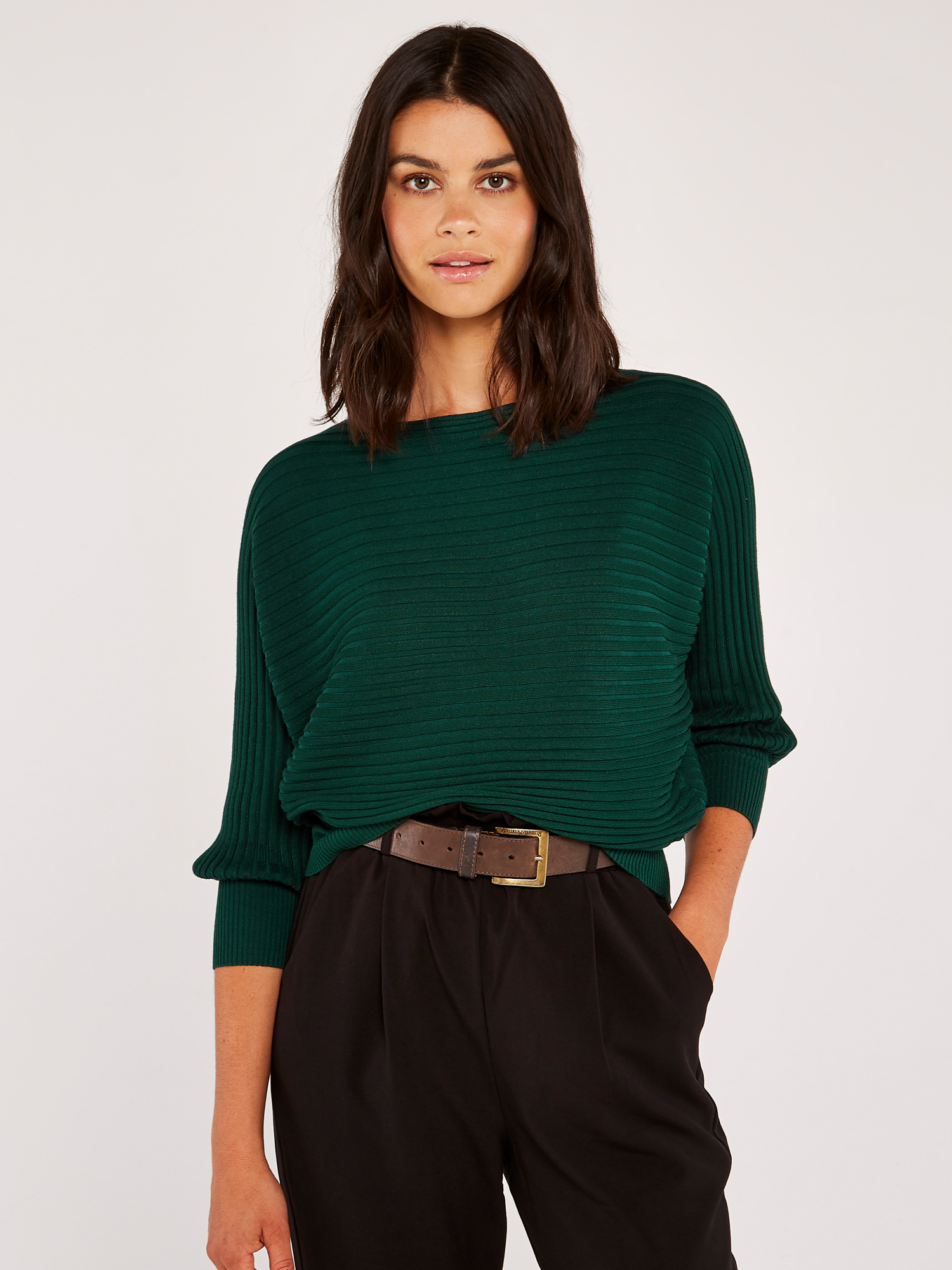 Ribbed Batwing Jumper Apricot Clothing
