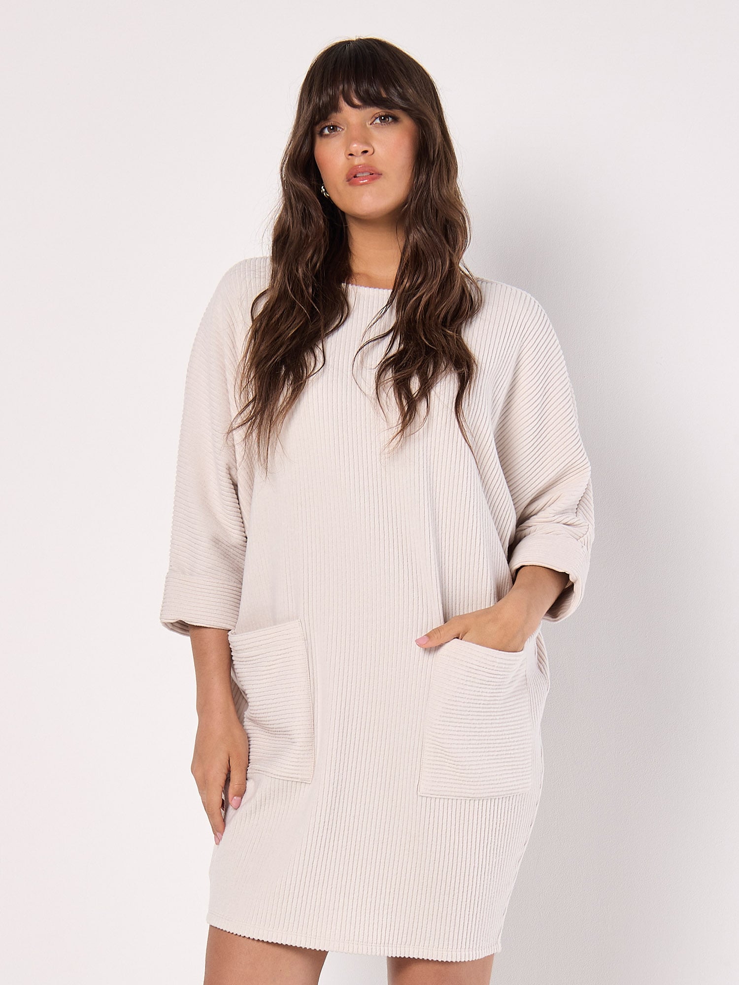 Crochet Knit Bodycon Mini Dress In Apricot