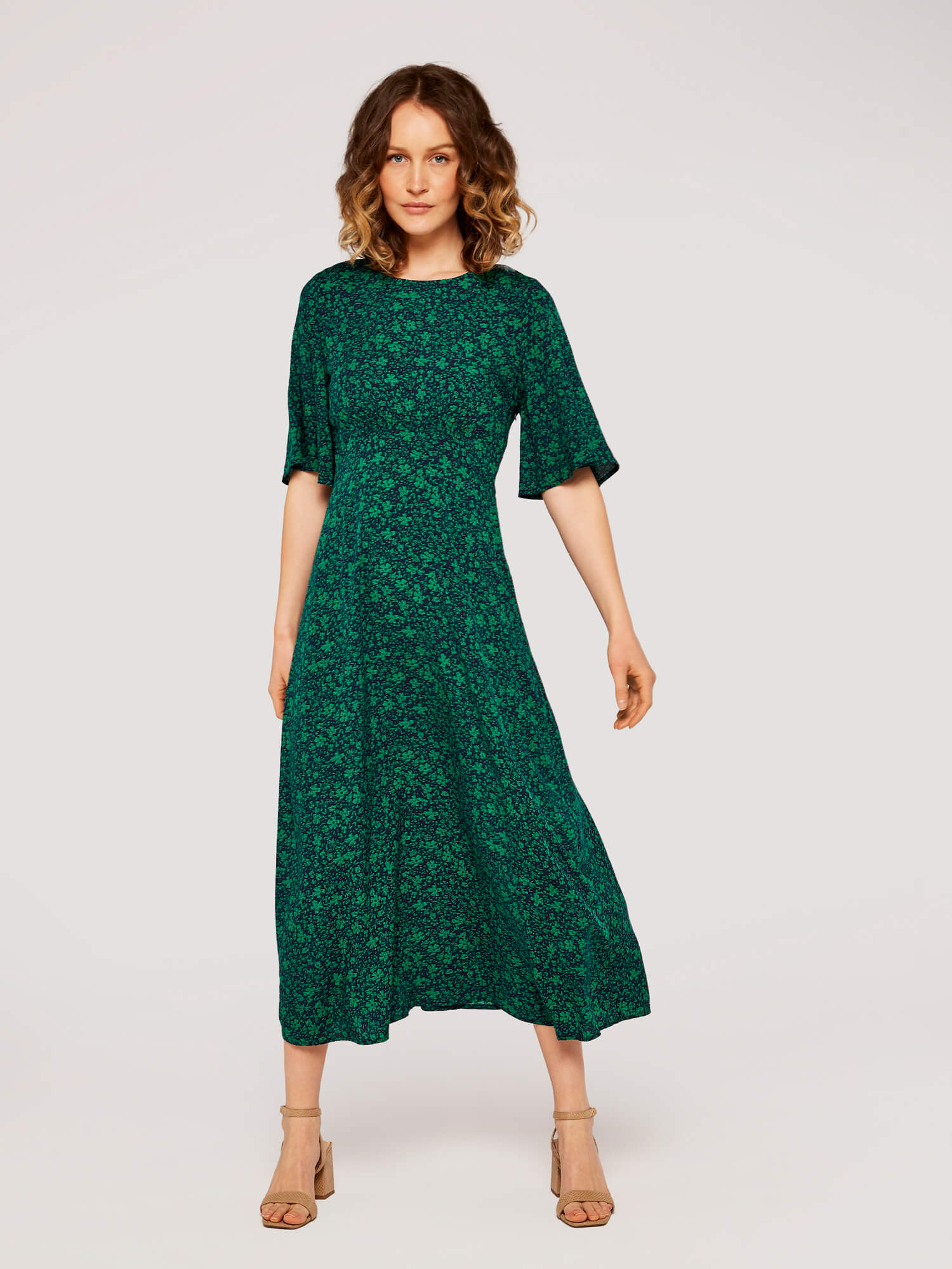 womens ditsy midi dress