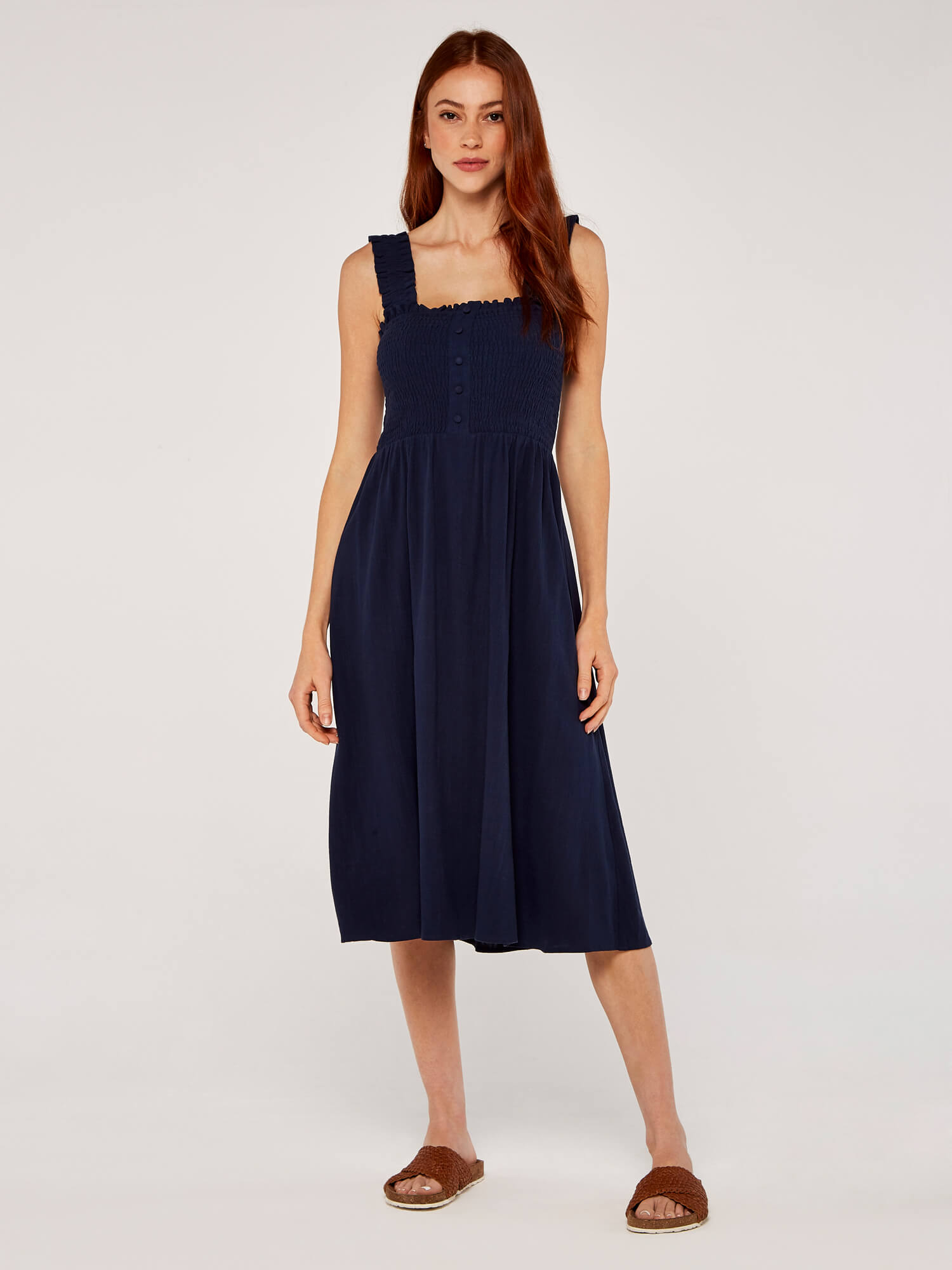 Slub Linen Nape Dress Apricot Clothing