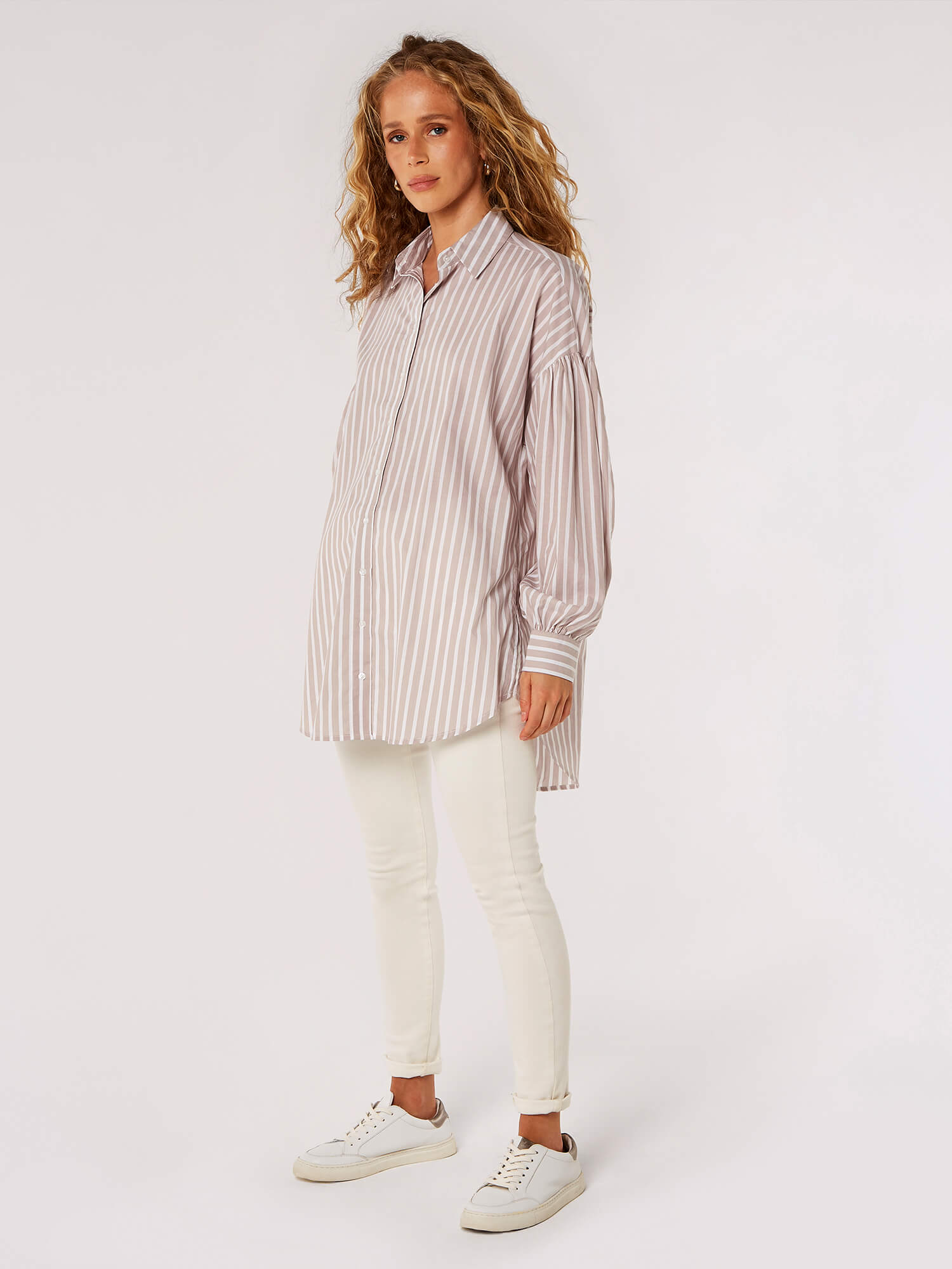 Stripe Half Abstract Oversized Shirt