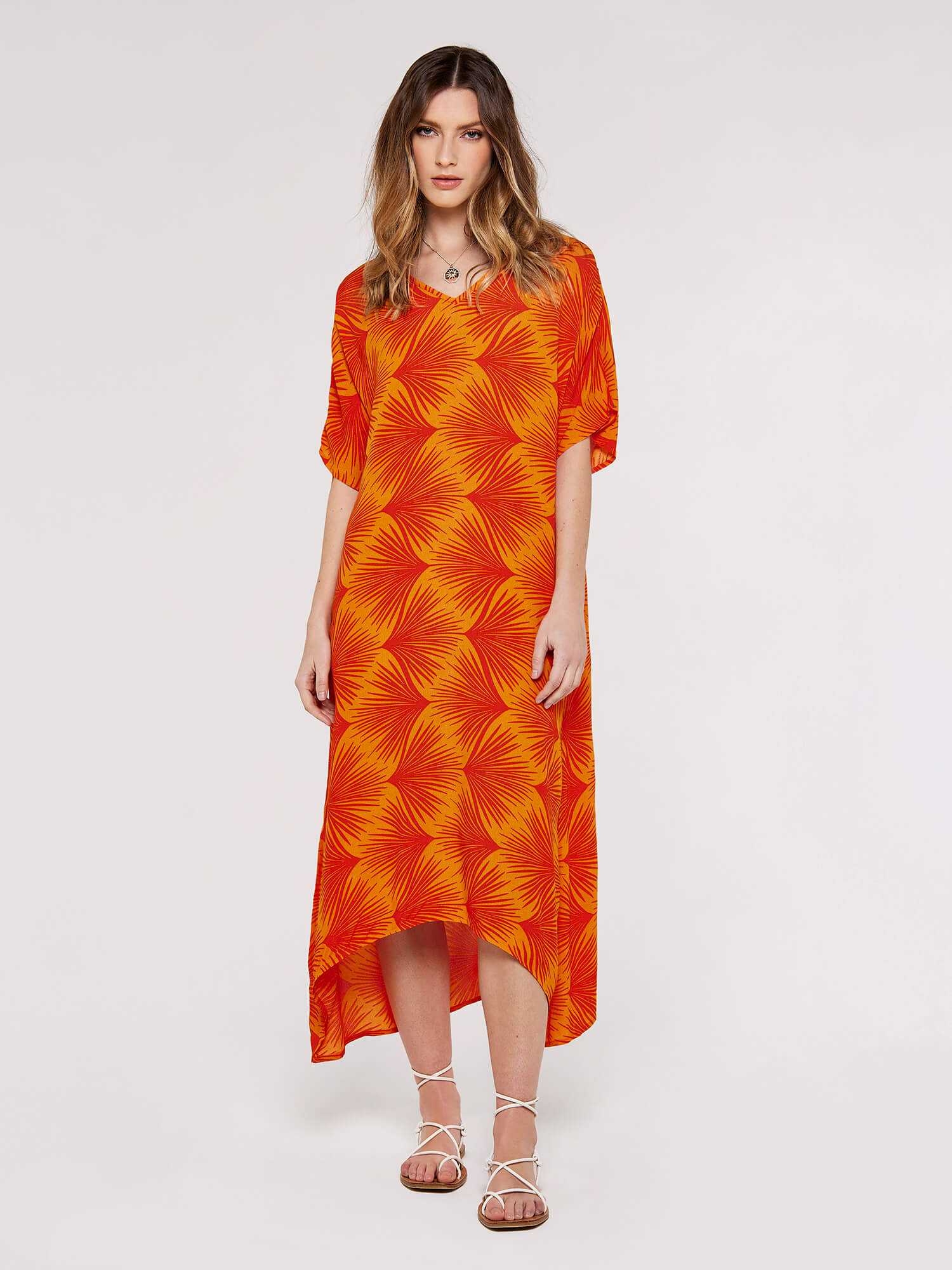 Printed Midi Kaftan Apricot Clothing