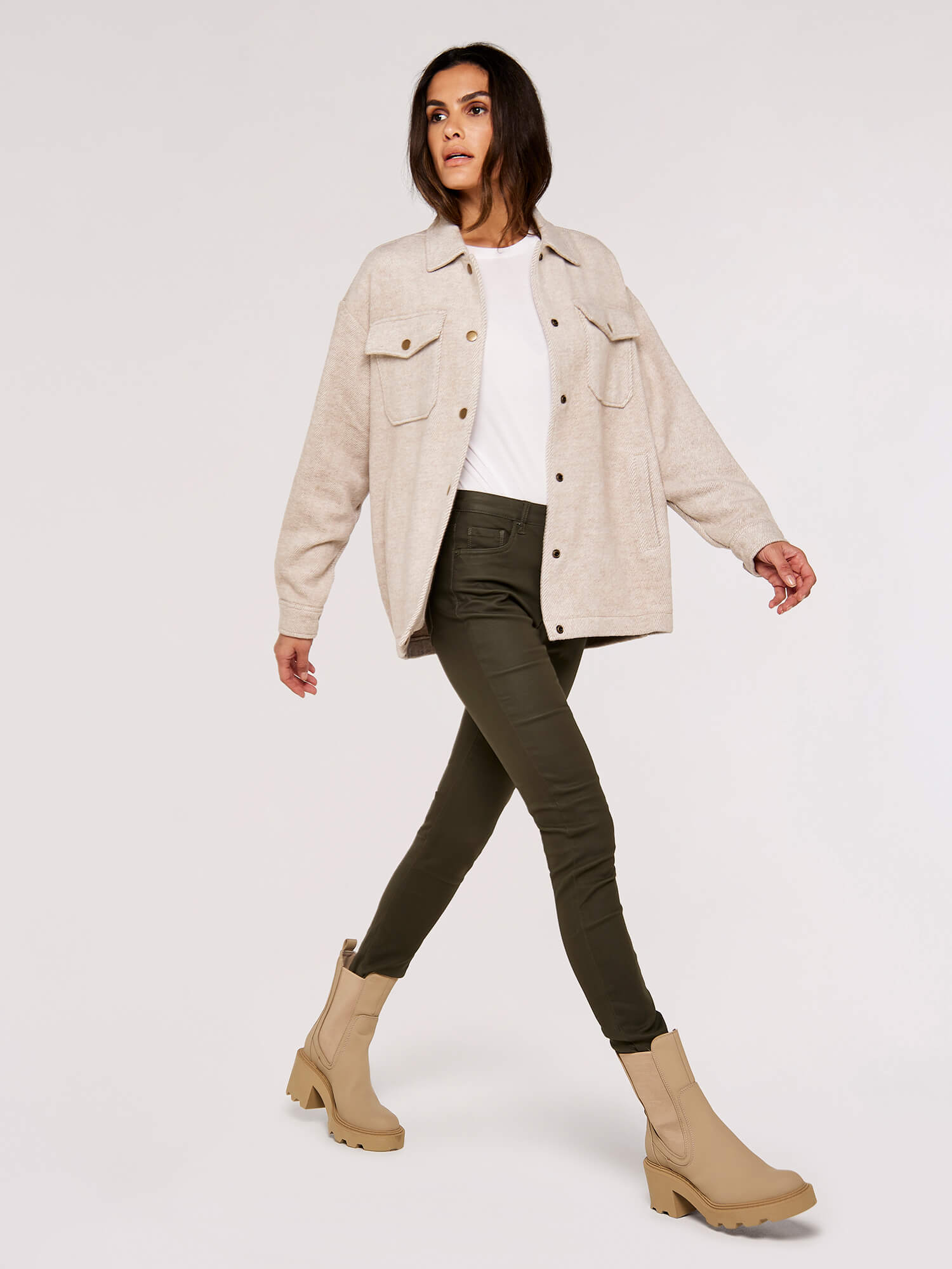 Twill Shacket | Apricot Clothing