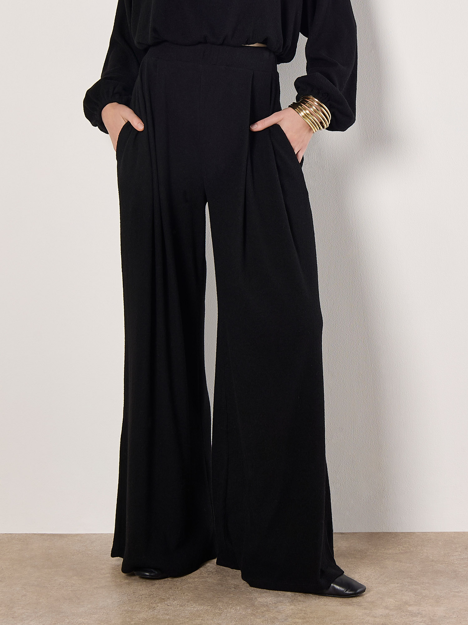 RIBBED VISCOSE TROUSERS