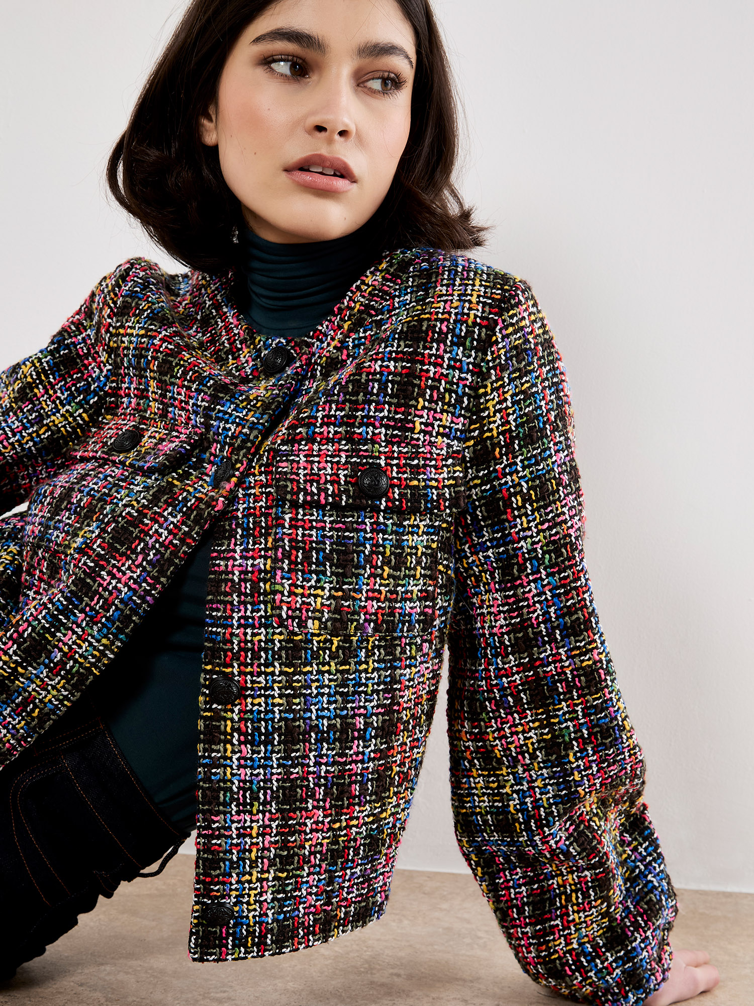 Multicoloured Tweed Jacket | Apricot Clothing
