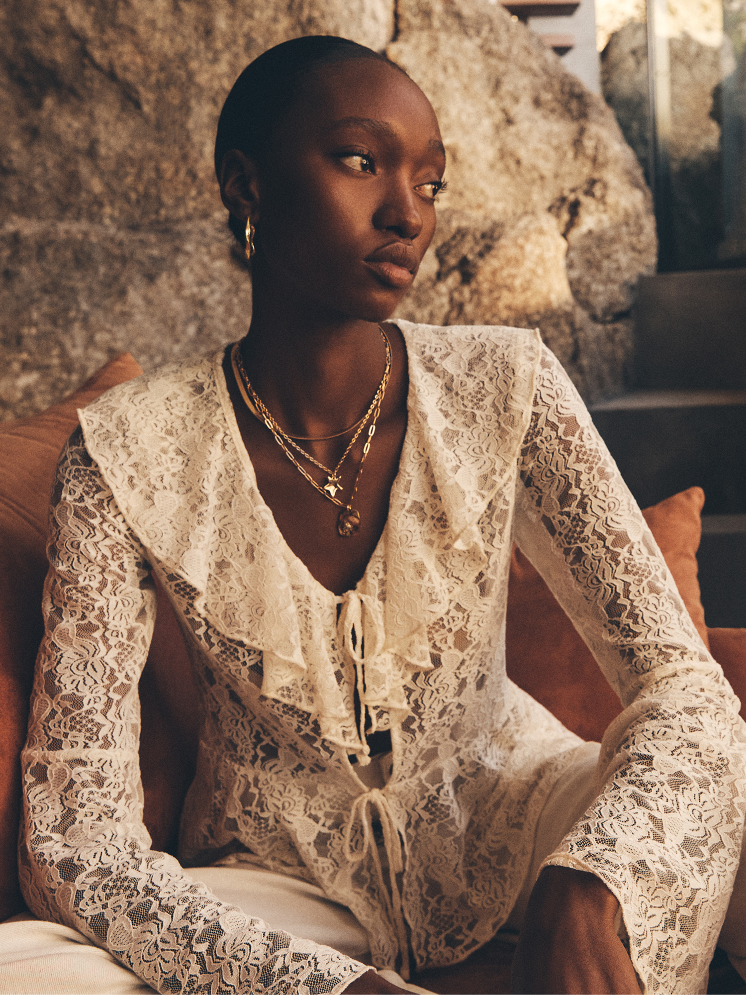 Lace Ruffle Cardigan | Apricot Clothing