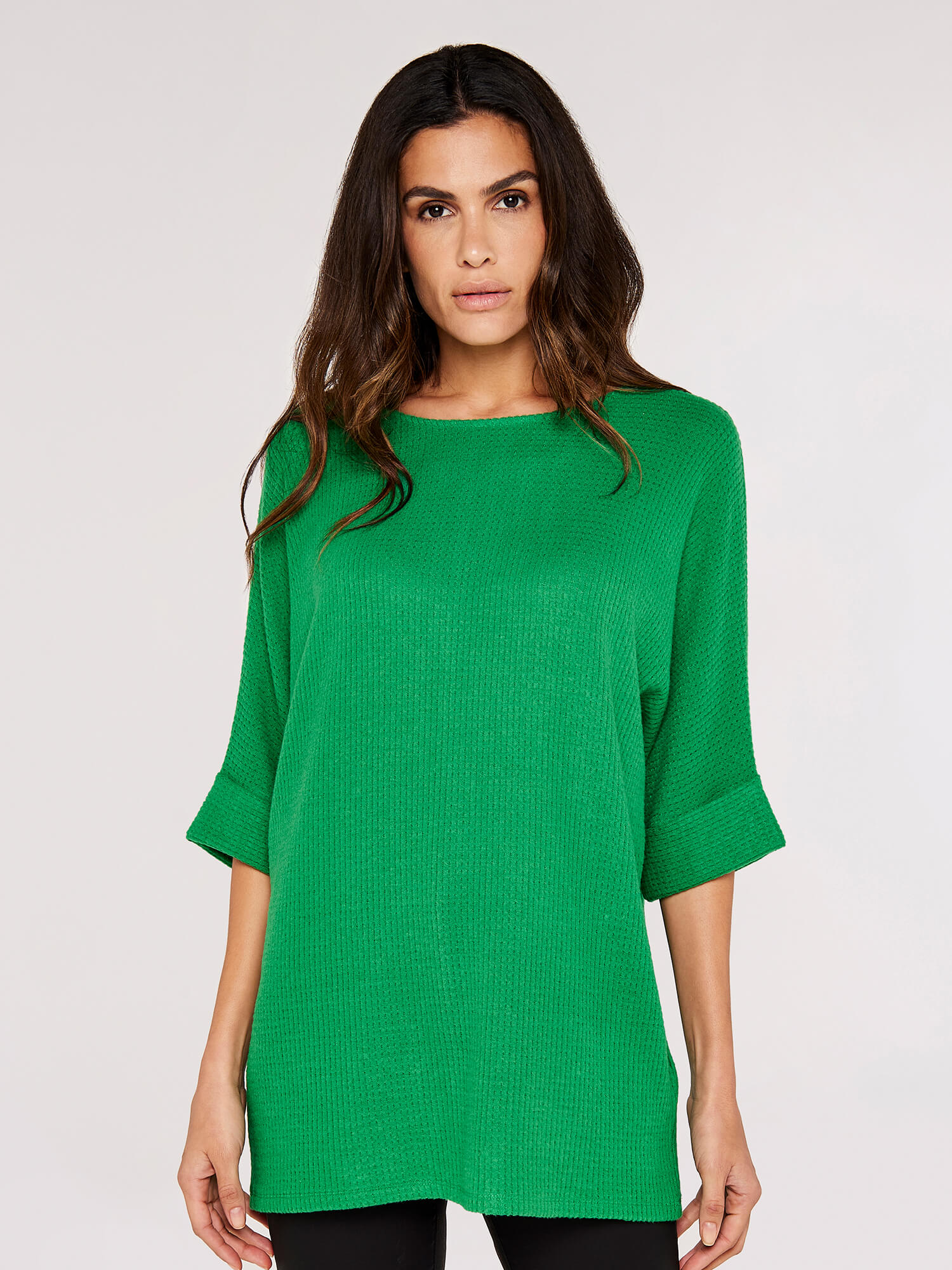 Waffle Knit Top Apricot Clothing