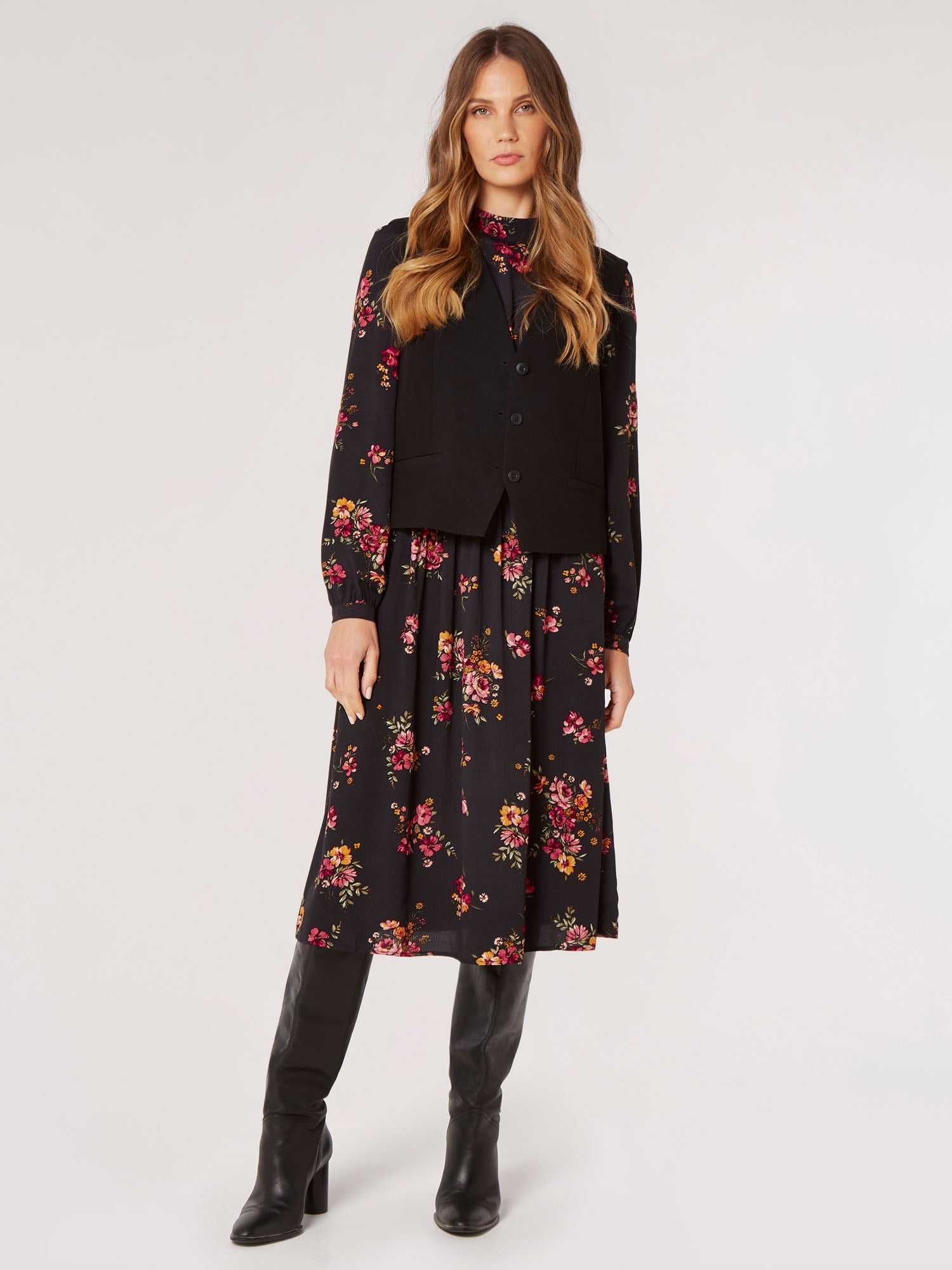 Apricot Jacquard Lace Dress
