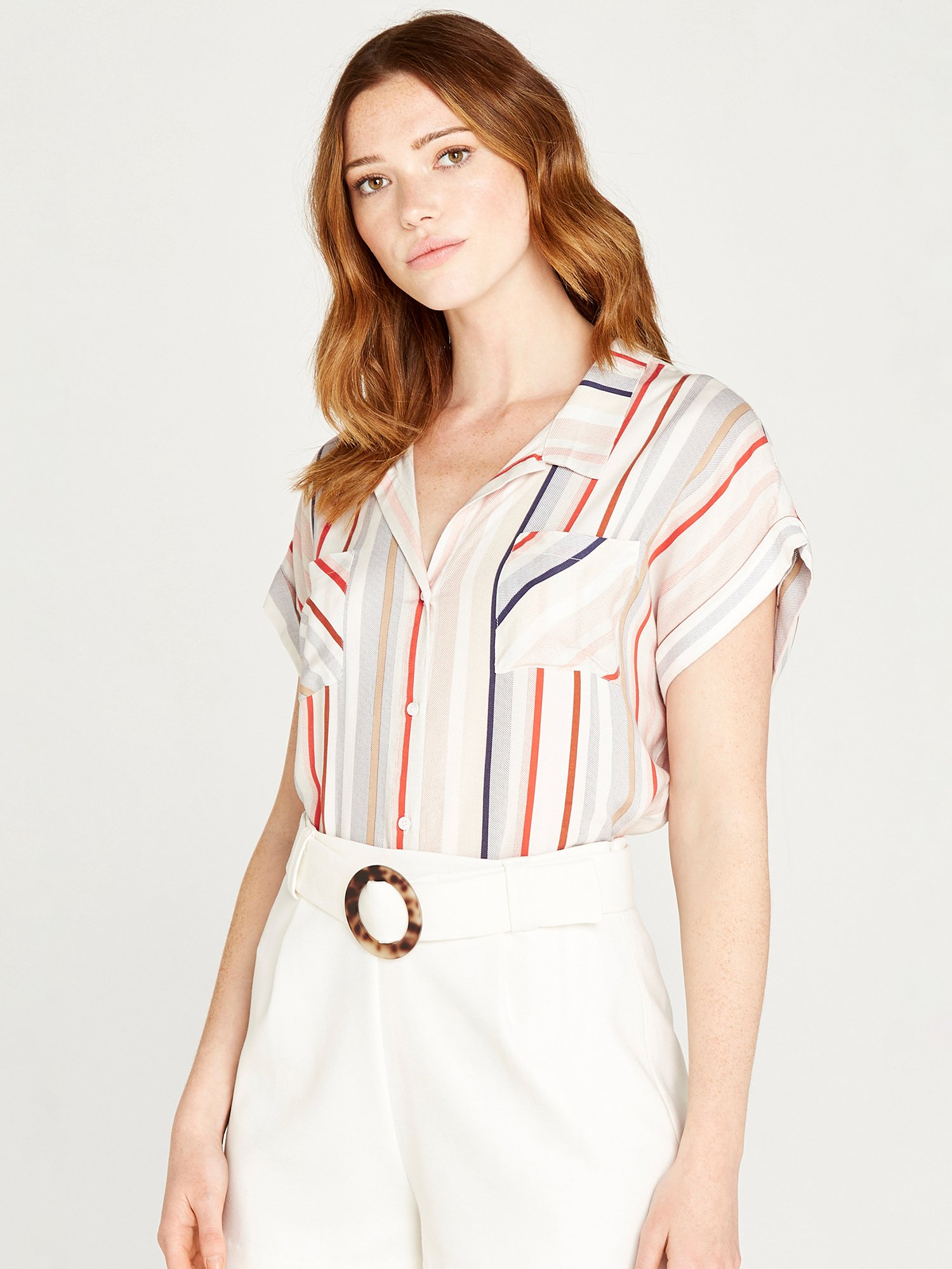 Dotted Stripe Back Pleat Shirt | Apricot Clothing