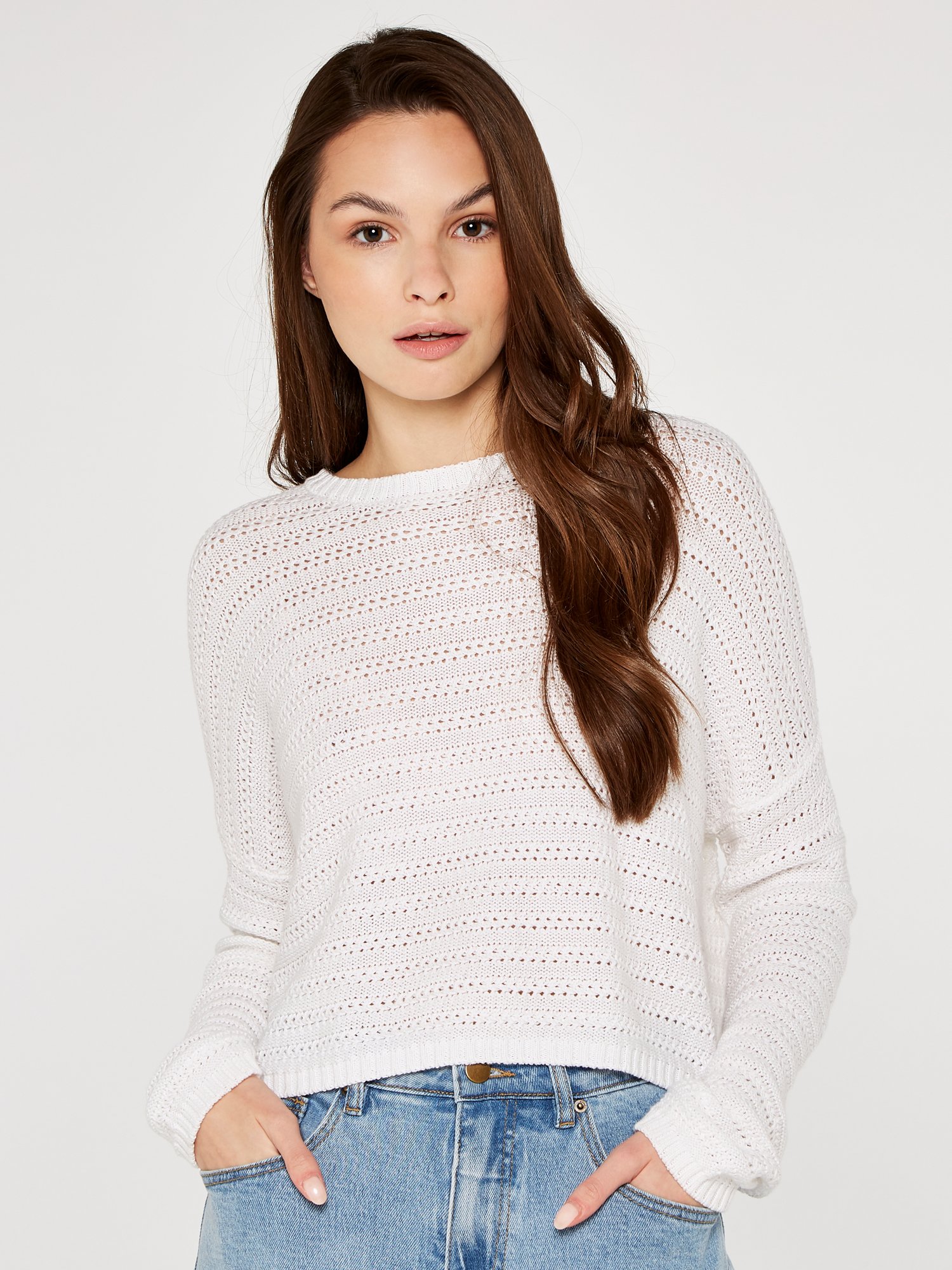 Rib Line Crop Jumper Apricot Clothing