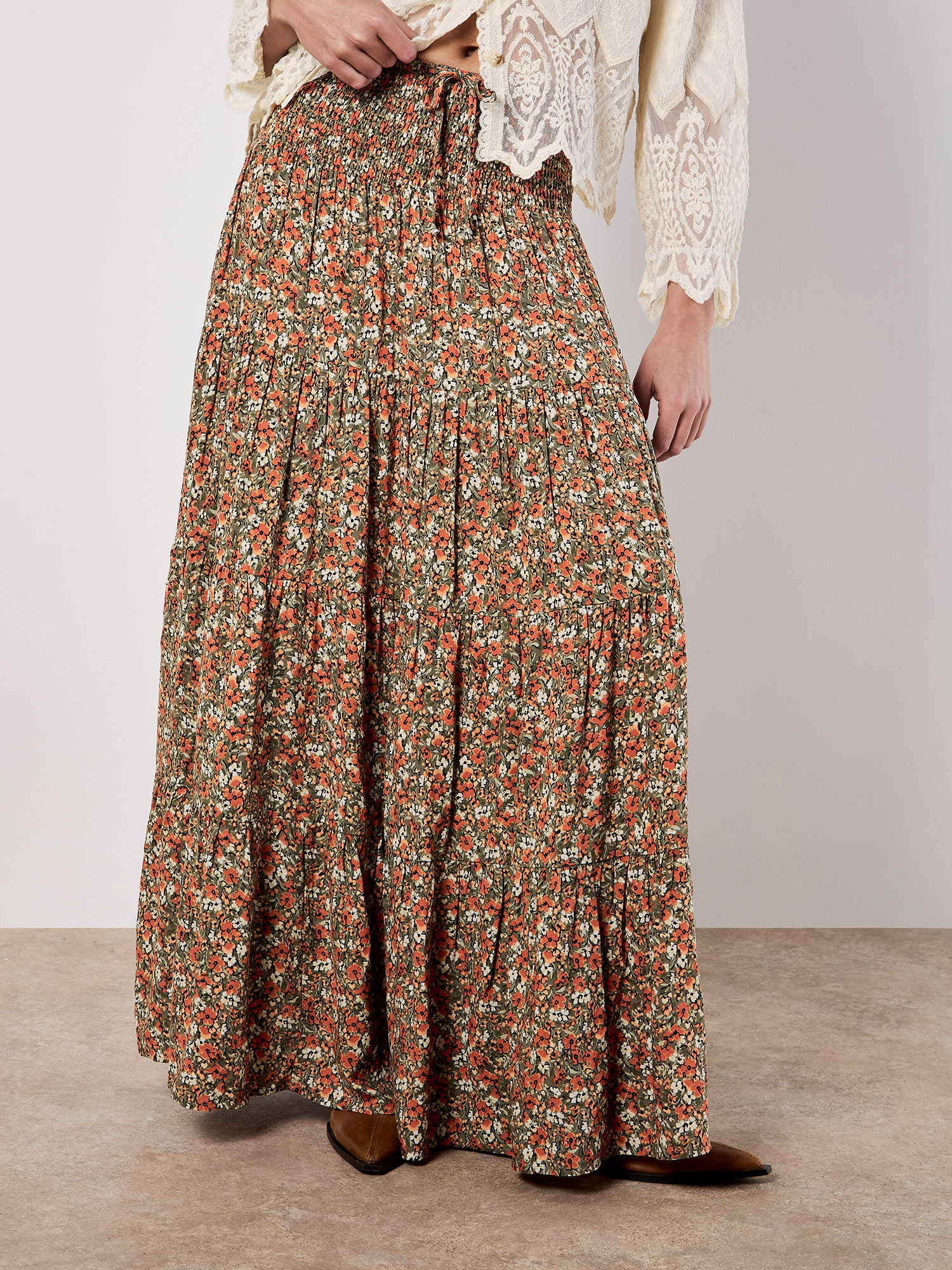 Darby Lattice Floral High Waisted Skirt main image 1