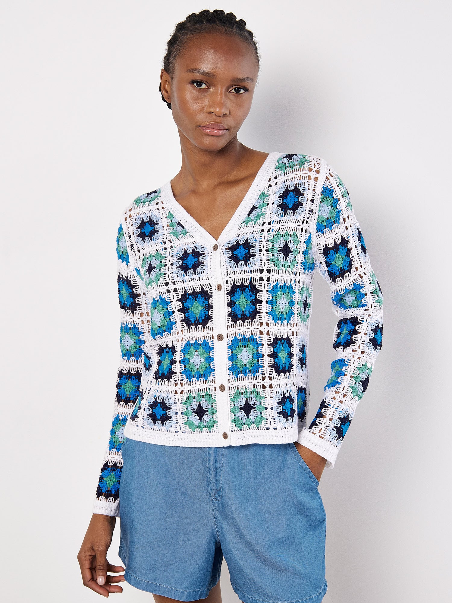 Multi Crochet Squares Cardigan | Apricot Clothing