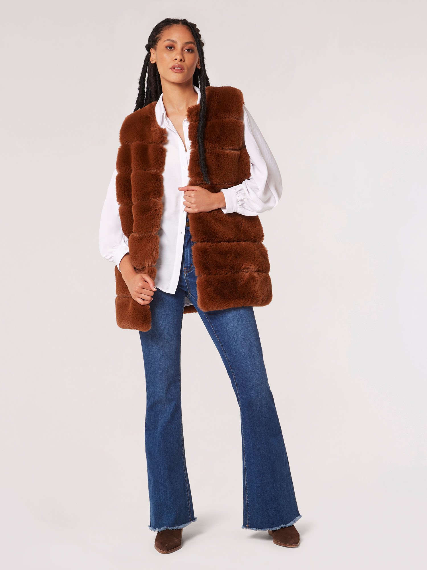 Soft Touch Faux Fur Gilet Apricot Clothing